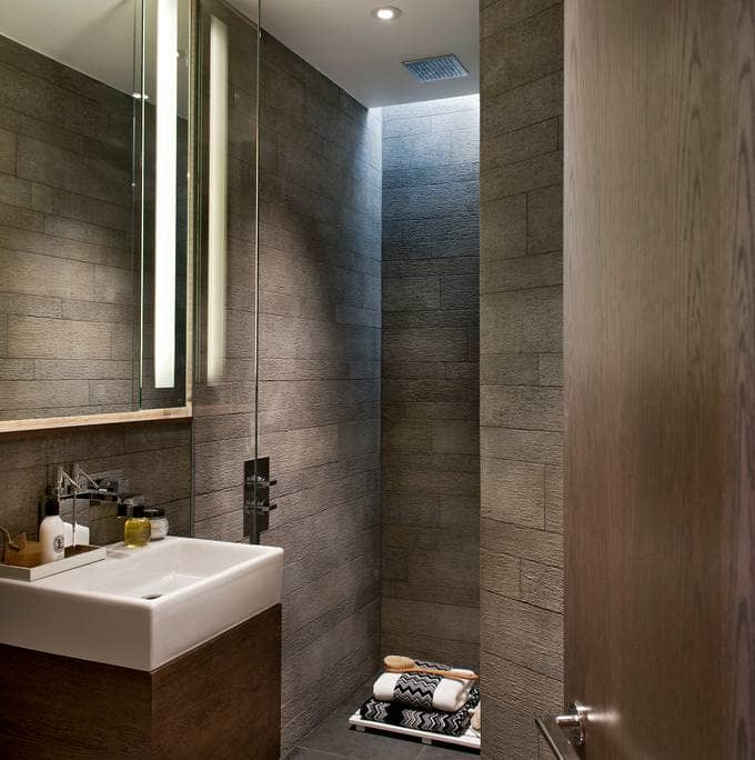 Contemporary shower room with recessed wet-room area
