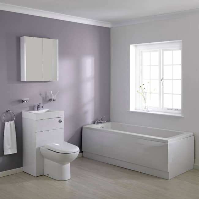 small bathroom suite with bath and toilet and basin combination unit