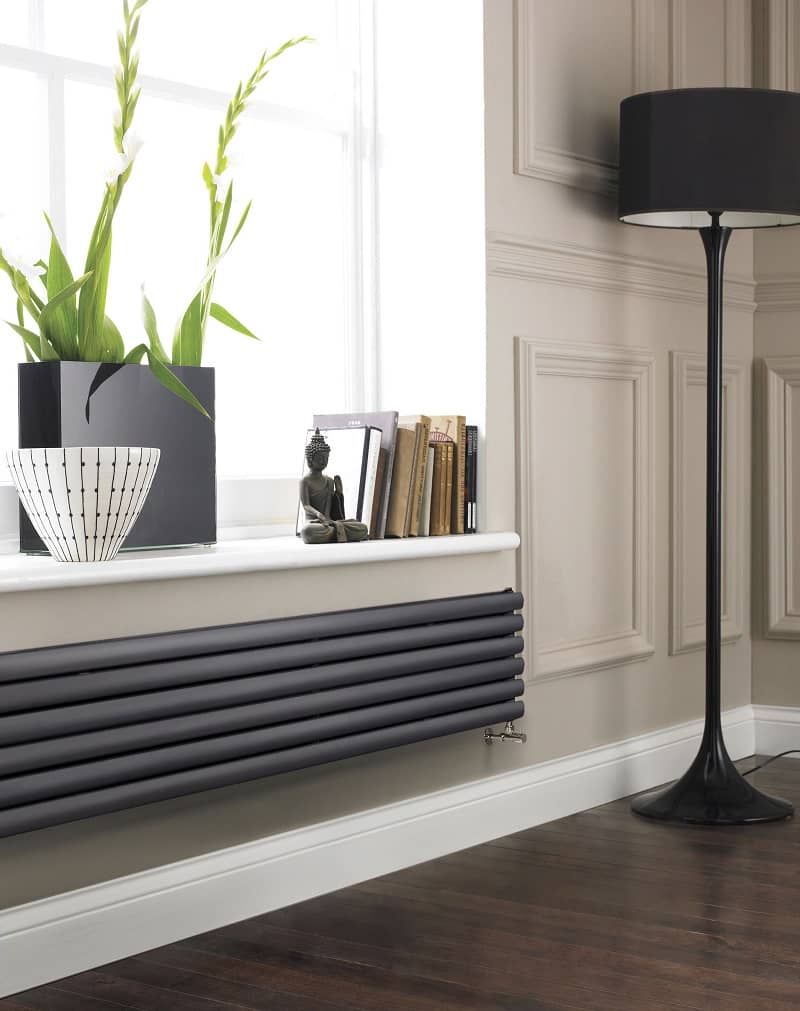 designer radiator Horizontal designer radiator under window ledge