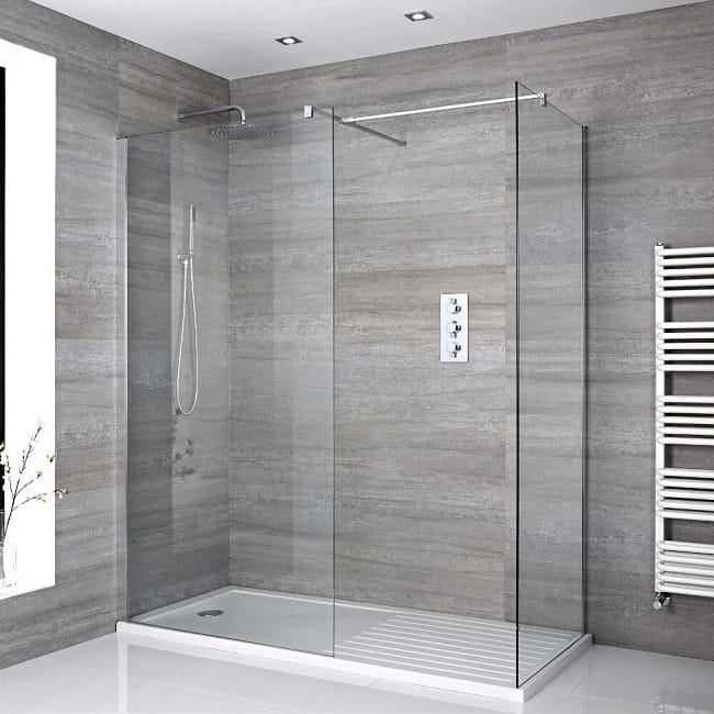 Perfect 1000 x 1950mm Wet Room Screen Panel Walkin Shower Enclosure Easyclean Glass with Support Bar 