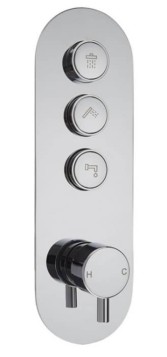 push button shower valve with 3 buttons and temperature control