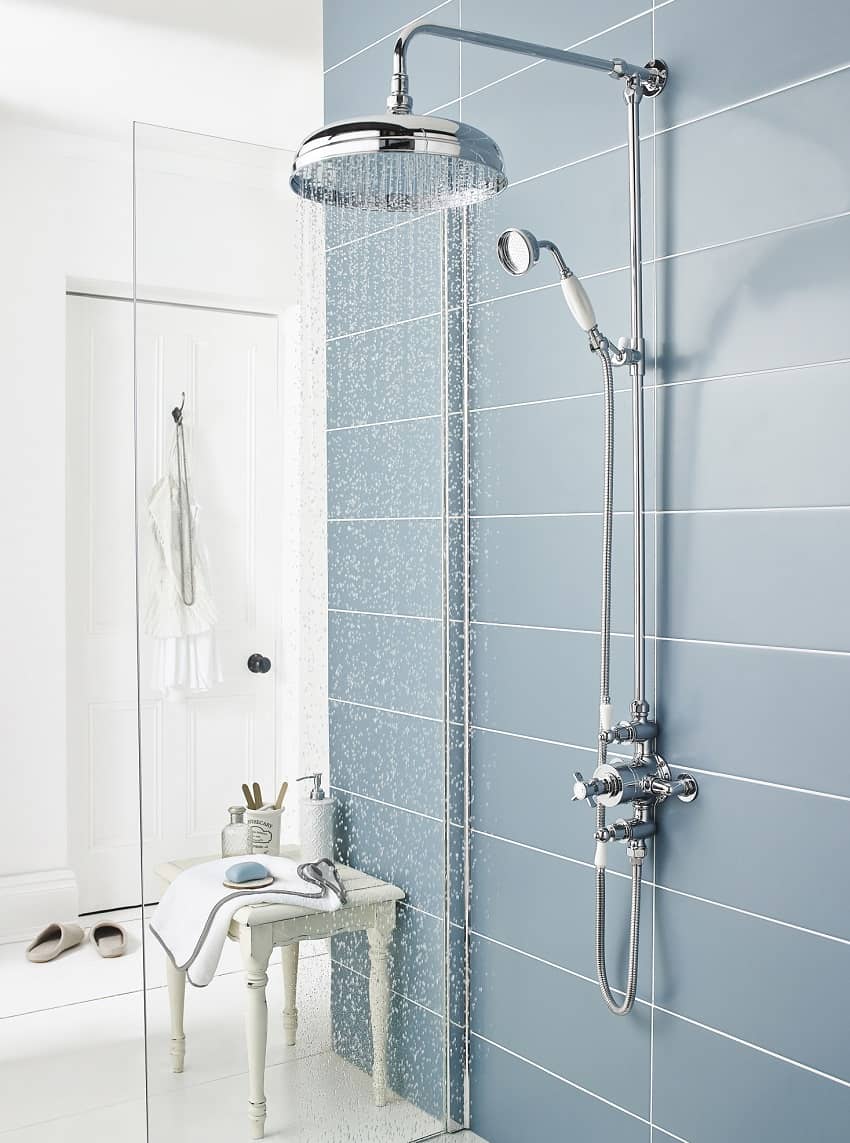 wet-room-with-blue-tiles-and-shower wet room with blue tiles and shower
