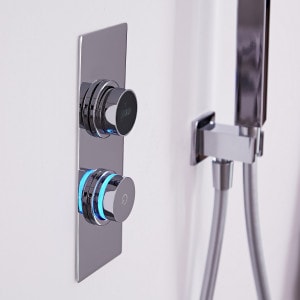 digital shower control with blue light