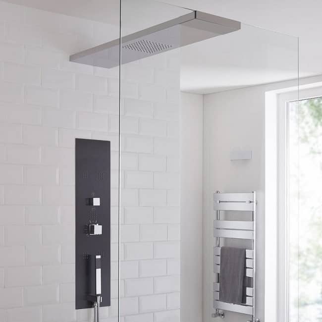shower tower with wet room screen shower head