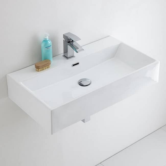 wall-hung-basin with monobloc tap