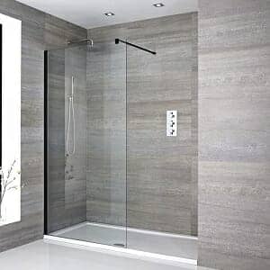 Milano Nero - Recessed Walk-In Shower Enclosure with Tray - Choice of Sizes