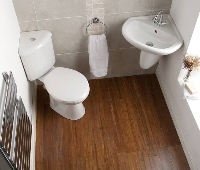 Corner-Cloakroom with toilet, towel ring, and corner basin