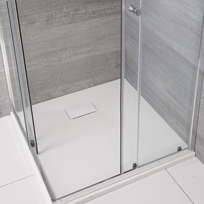 white slate effect shower tray