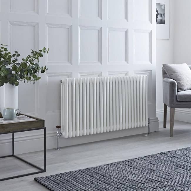 white column radiator in traditional room
