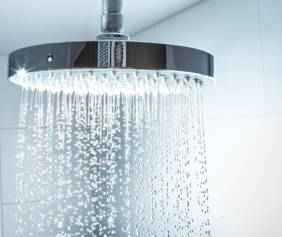 Clean shower head running water