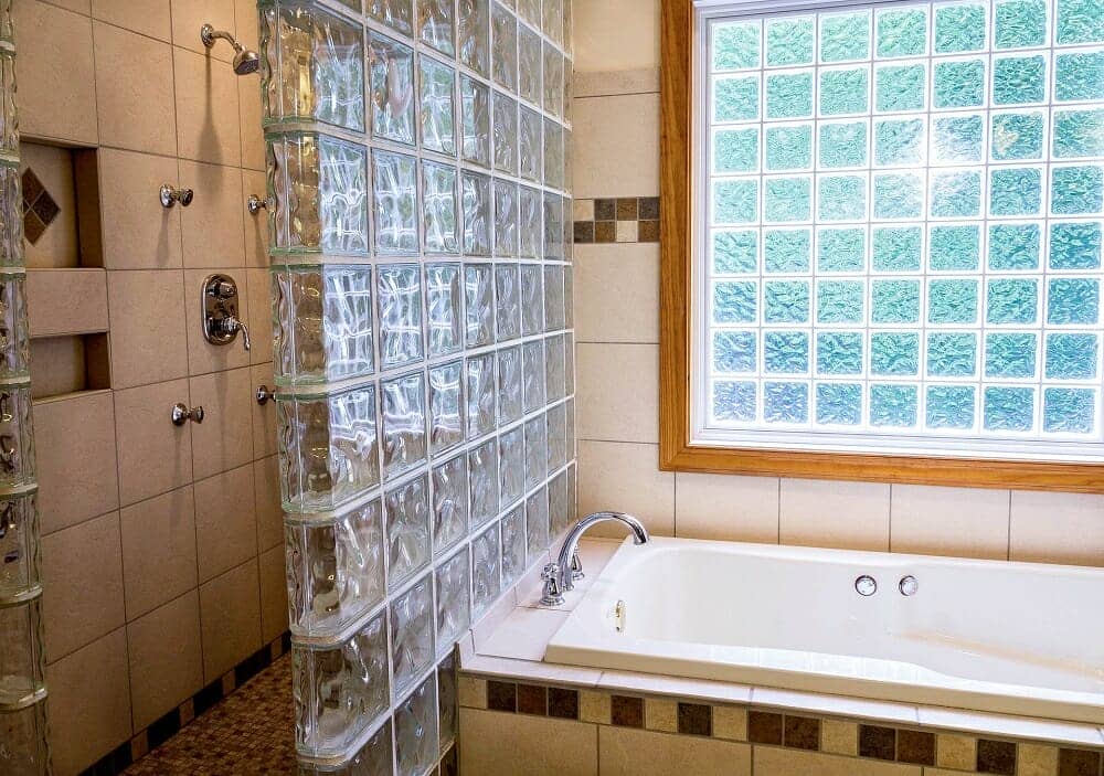 clean bathroom area with glass shower wall