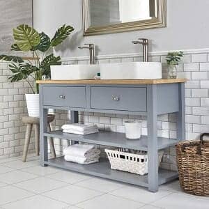 Milano Henley - Light Grey 1240mm Traditional Vanity Unit with Square Countertop Basins