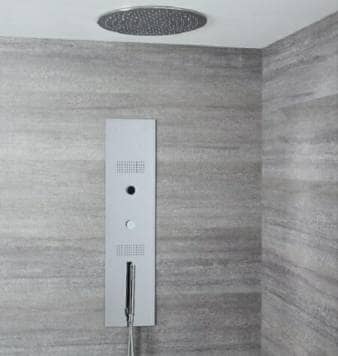Milano Vis Concealed Digital Shower Tower Panel w/ Round Recessed Shower Head, Body Jets & Hand Shower
