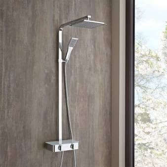 Milano Select Chrome Thermostatic Mixer Shower w/ Shower Head, Hand Shower & Riser Rail