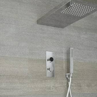 Milano Vis Chrome Thermostatic Digital Shower w/ Glass Grabbing Shower Head & Hand Shower