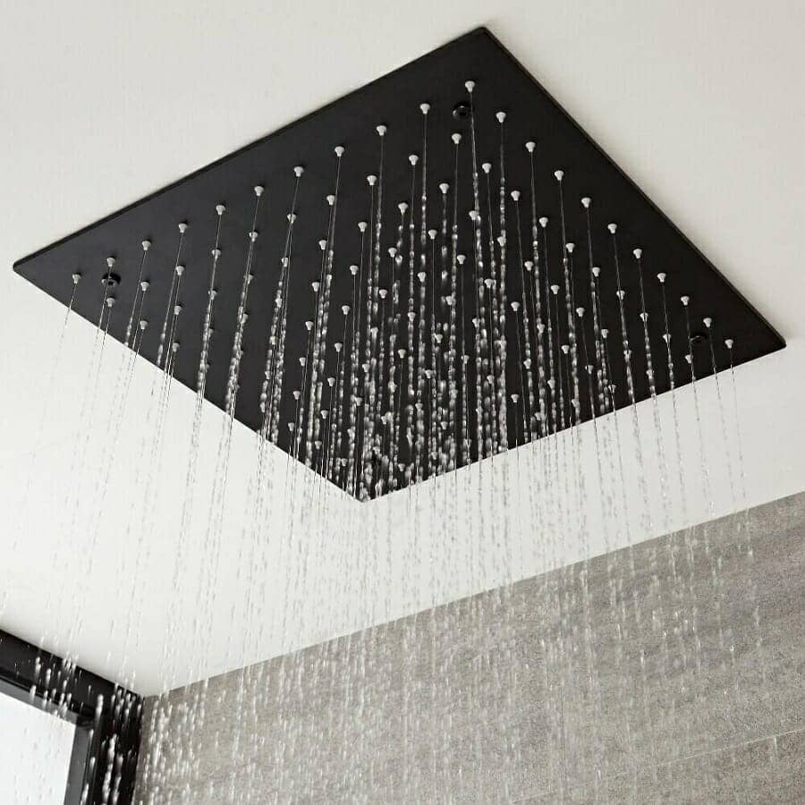 Milano Nero Black Modern Square Ceiling Mounted Recessed Shower Head