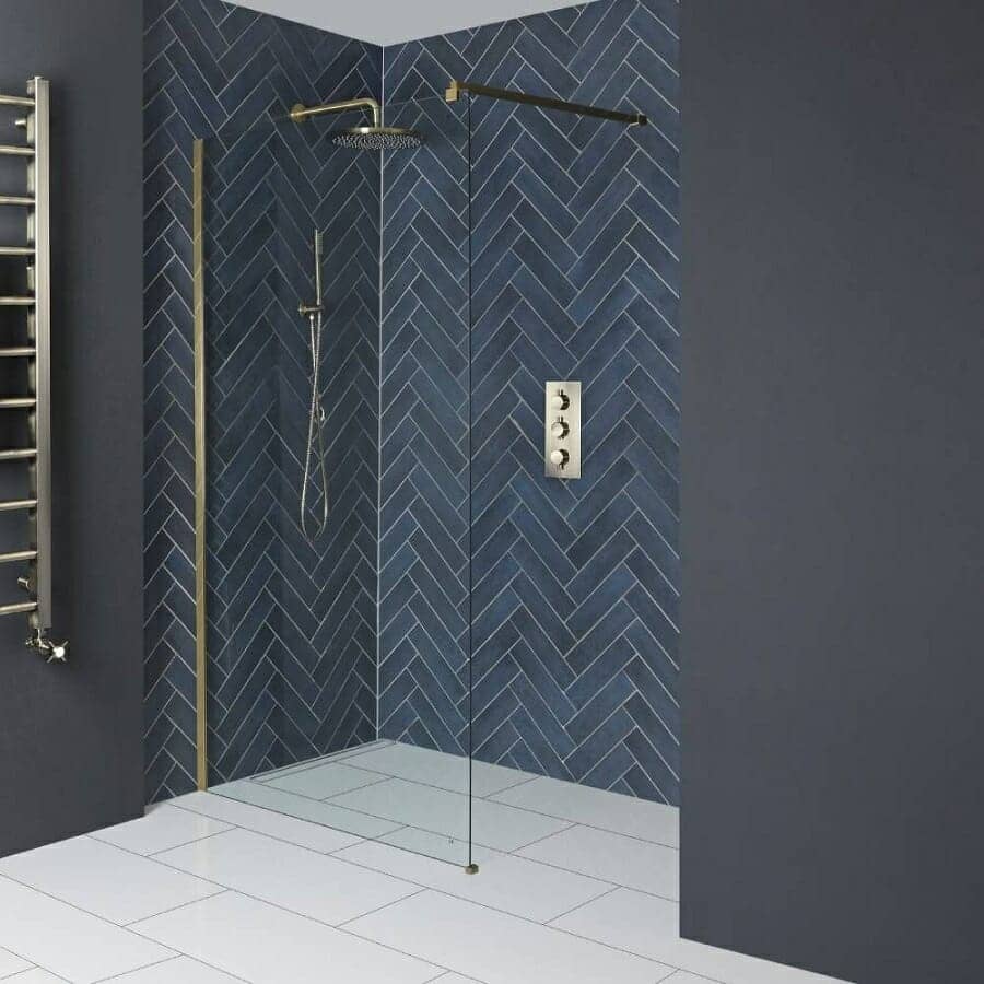 Milano Auro Brushed Gold Wet Room Screen