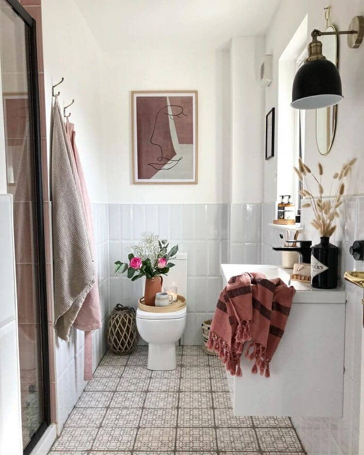 a rustic bathroom space