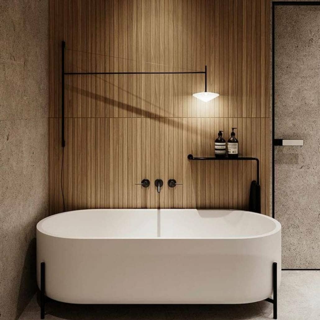 Japandi Bathroom featuring bath tub