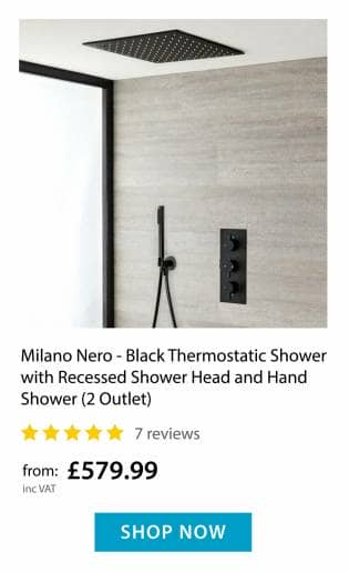 Milano Nero - black thermostatic shower with recessed shower head
