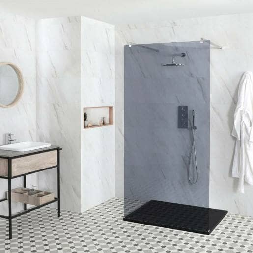 Floating Smoked Glass Shower Enclosure