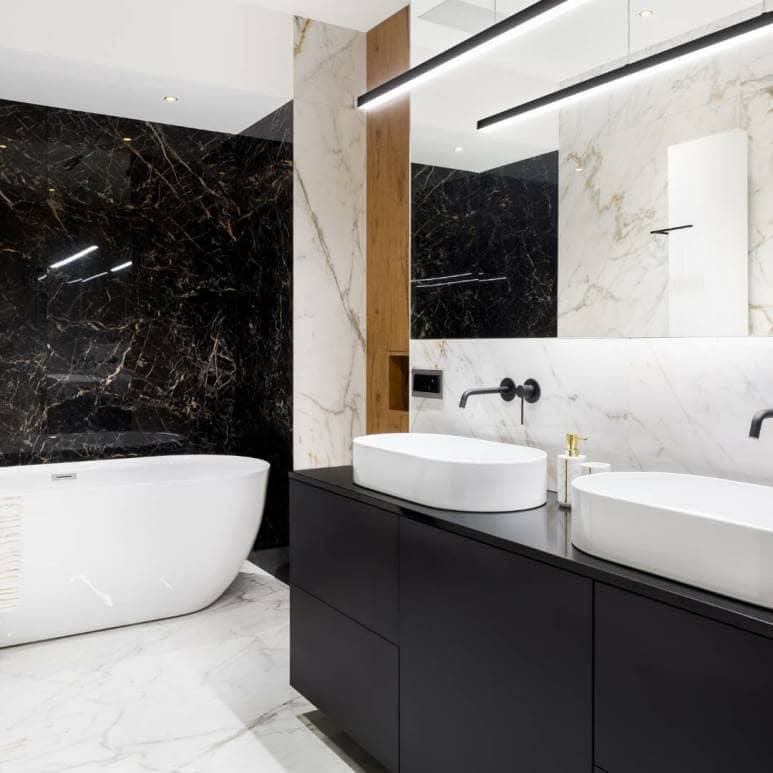 White and Black Marble Bathroom