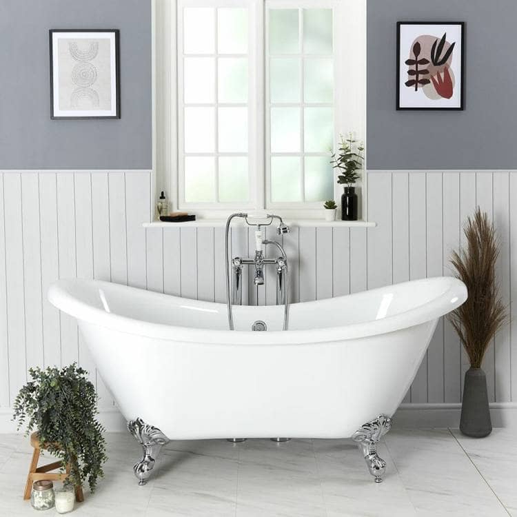 Milano Legend White Traditional Double-Ended Freestanding Slipper Bath 
