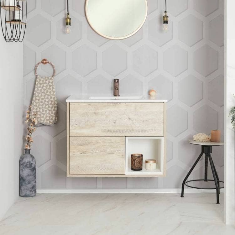 wall hung vanity unit giving the illusion of space in a small bathroom
