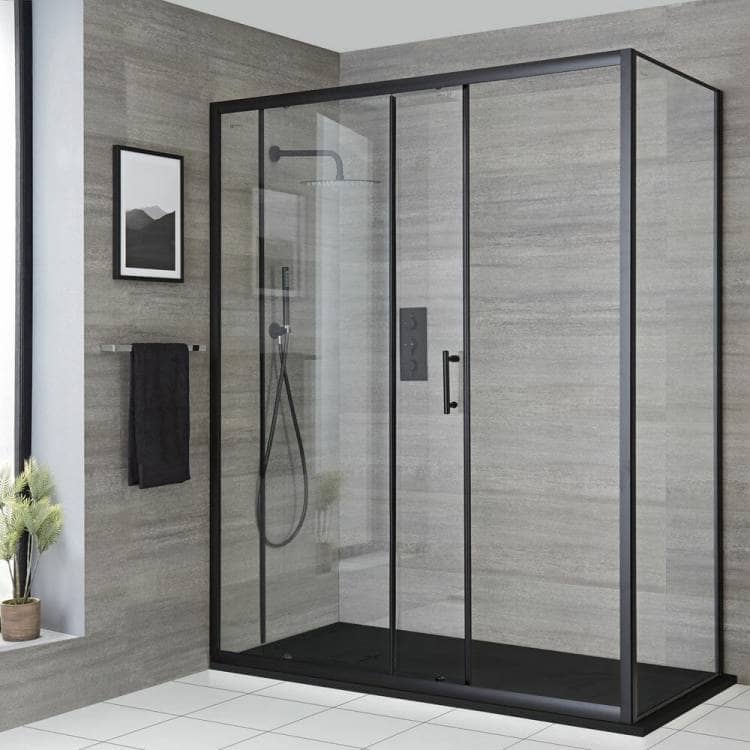 Milano Nero Black Corner Sliding Shower Door Enclosure