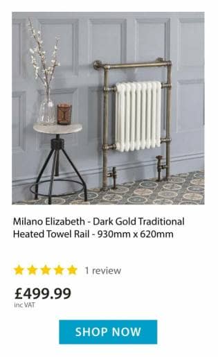 Dark gold traditional heated towel rail