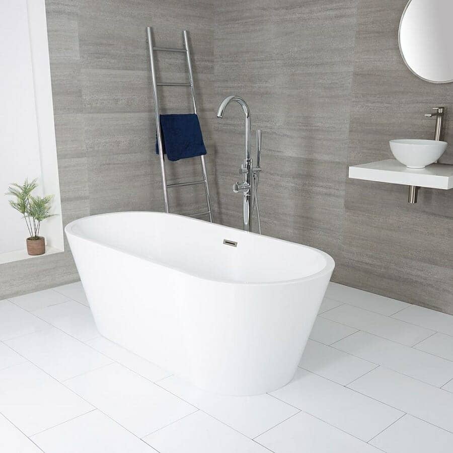 Milano Balam White Modern Oval Double Ended Free Standing Bus