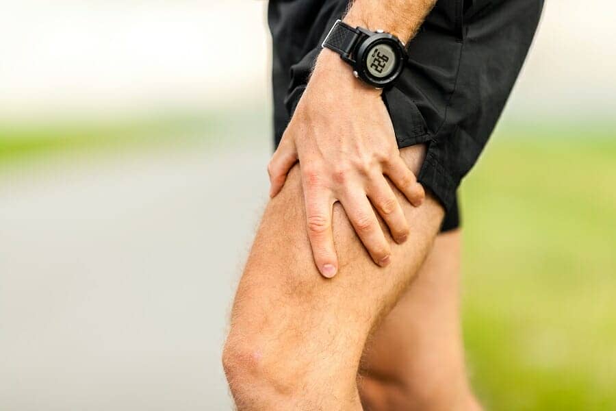 Depiction of muscle injury on runner's leg