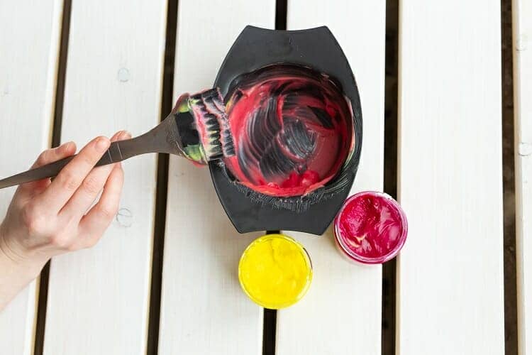 hair dye being mixed on a table