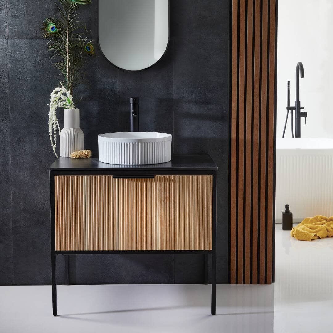 Fluted vanity unit
