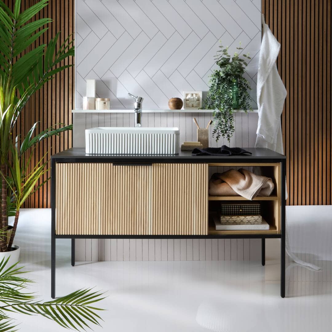 Freestanding ribbed vanity unit