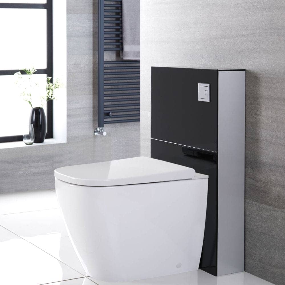 Milano Arca - Black 500mm Back to Wall Japanese Bidet Toilet Complete WC Unit