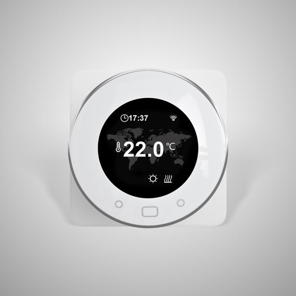 Milano Connect electric heating wi-fi thermostat on plain white background