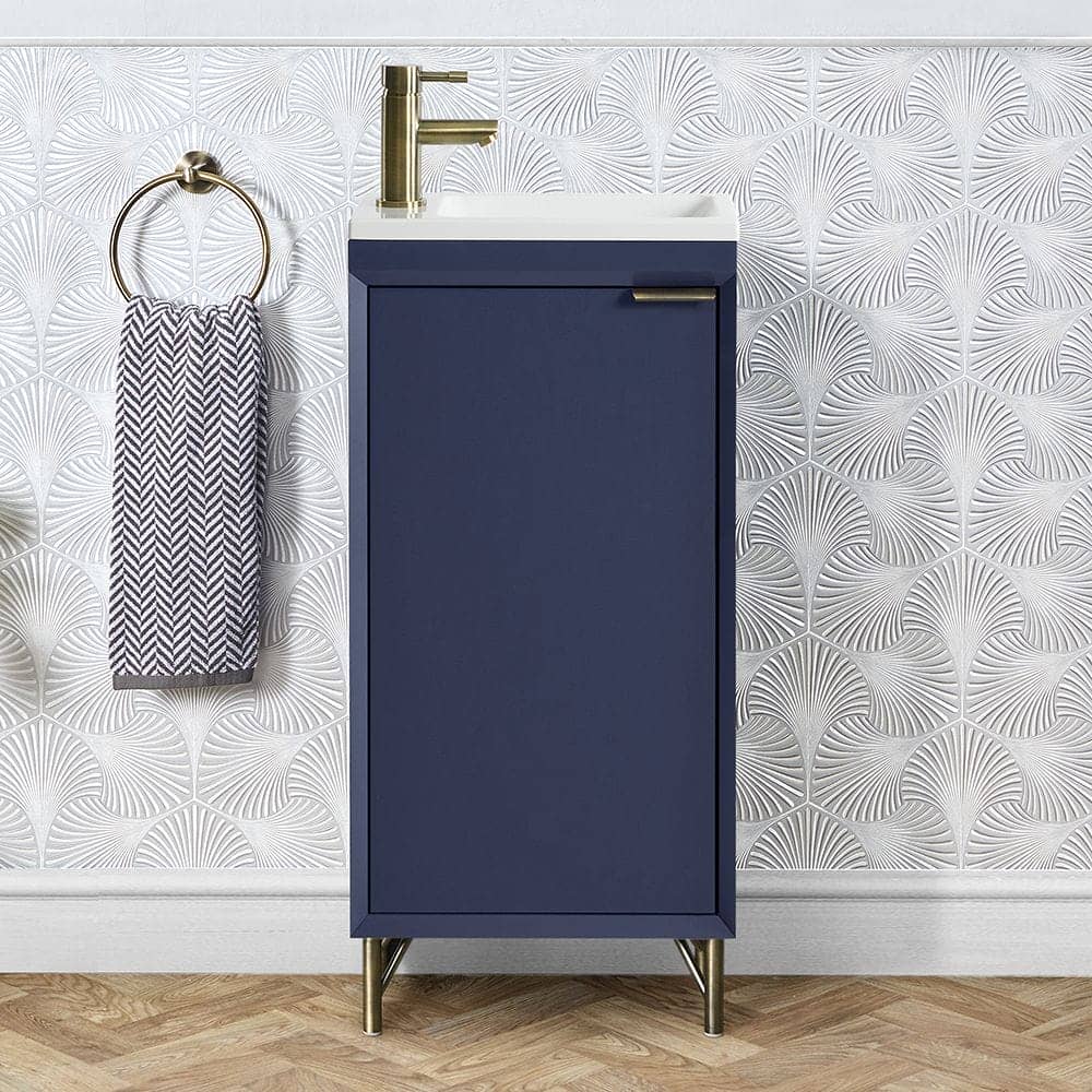 Milano Edge - Navy Blue 400mm Modern Cloakroom Vanity Unit with Basin