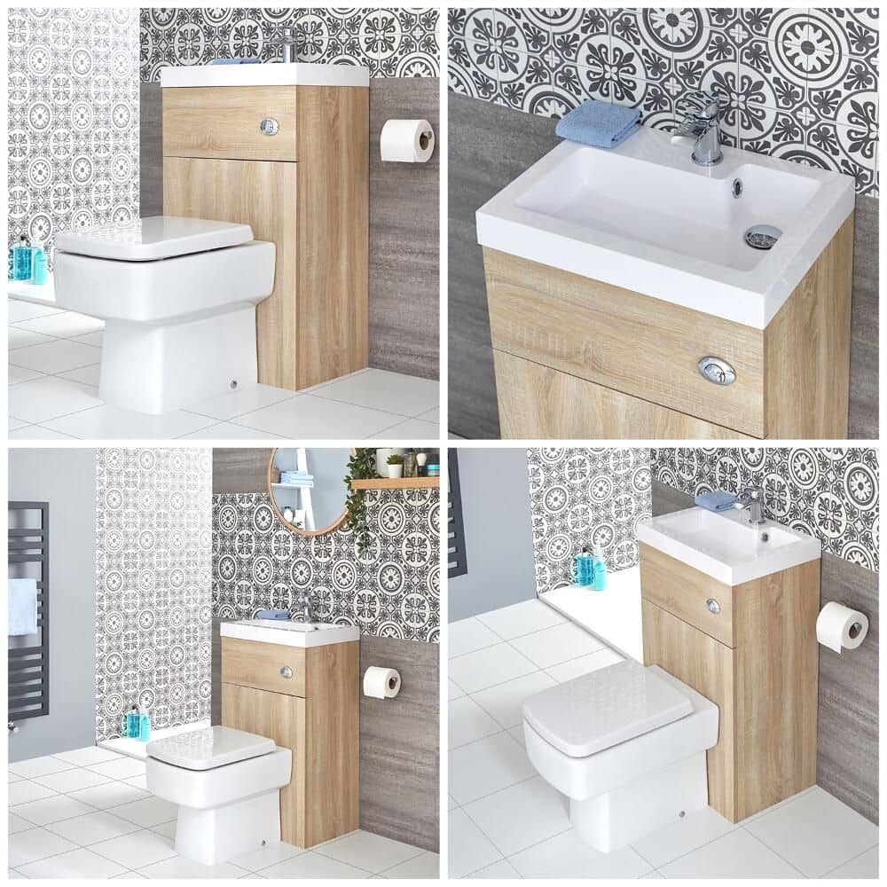 an image of a combination toilet and sink unit shown from 4 different angles