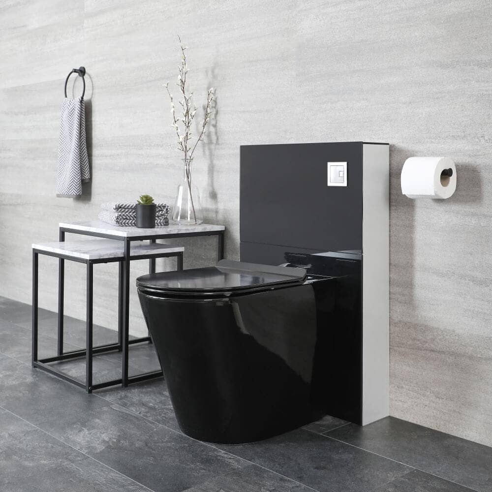 Milano Nero - Black 500mm Complete WC Unit with Back to Wall Toilet