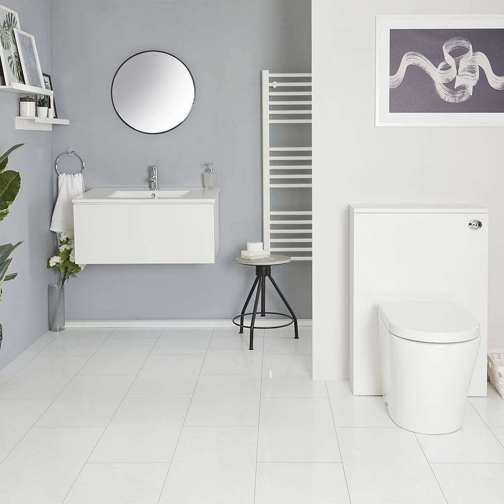 Milano Oxley - White Wall Hung 800mm Vanity Unit with Basin, WC Unit and Back to Wall Pan