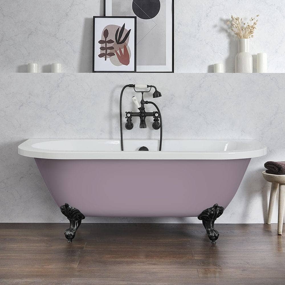 A modern pink freestanding bath