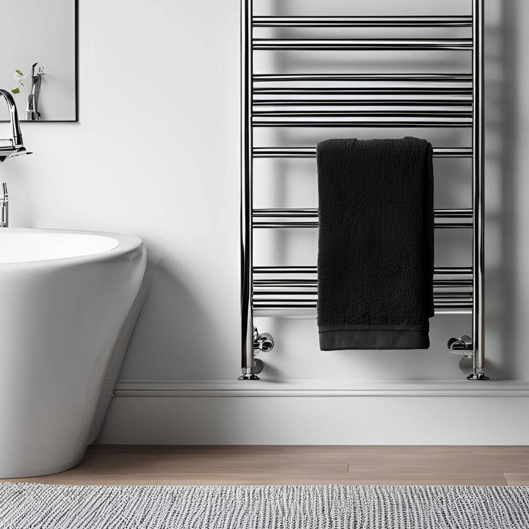 towel hung on heated towel rail