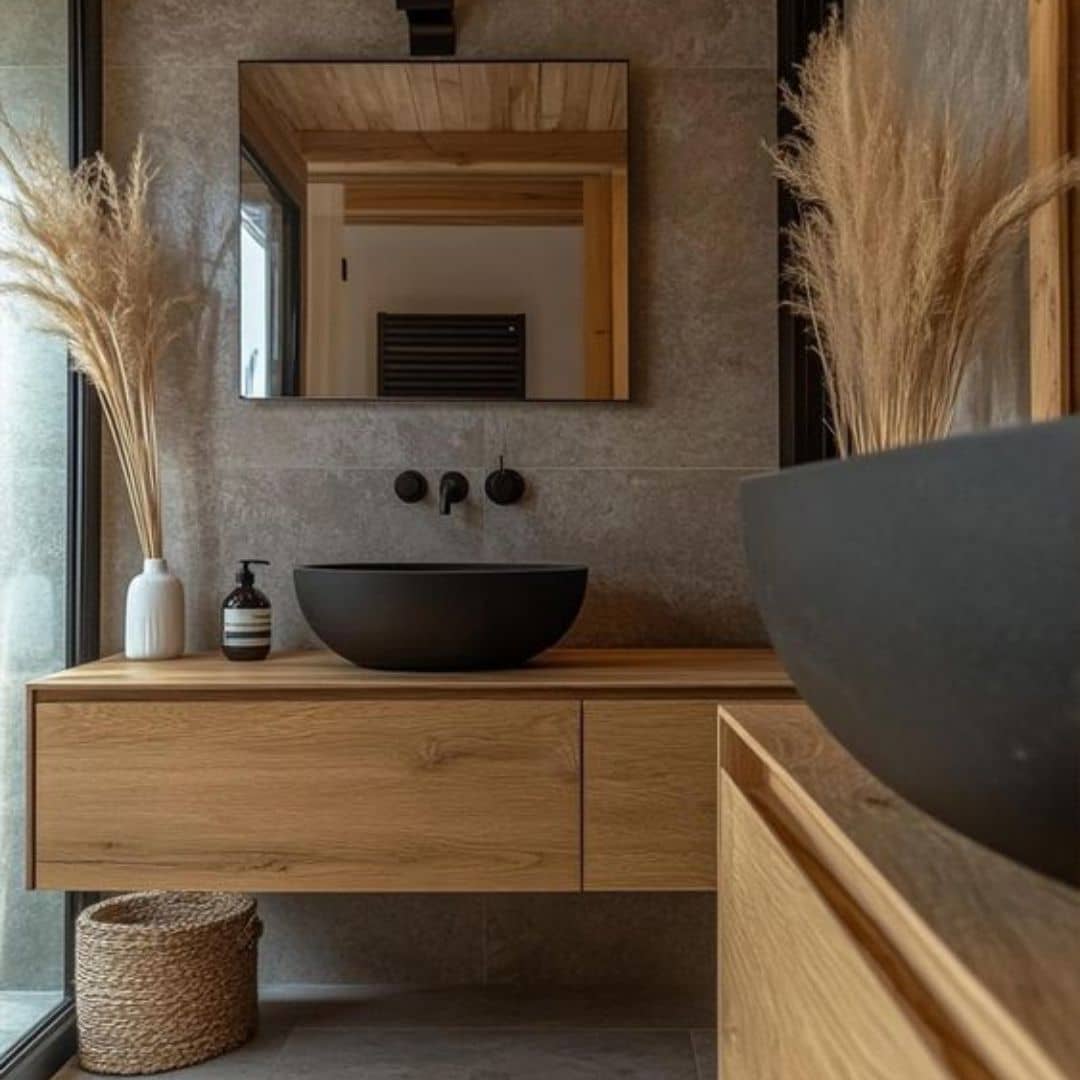 Wooden bathroom vanity unit