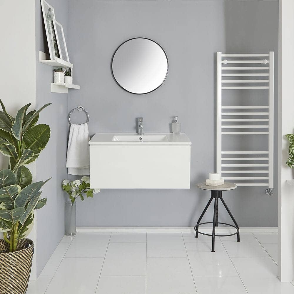 Milano Oxley - White 800mm Wall Hung Vanity Unit with Basin